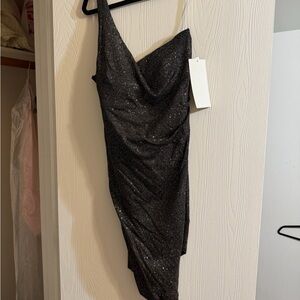 Honey and Rosie Sparkling Black Asymmetrical Dress